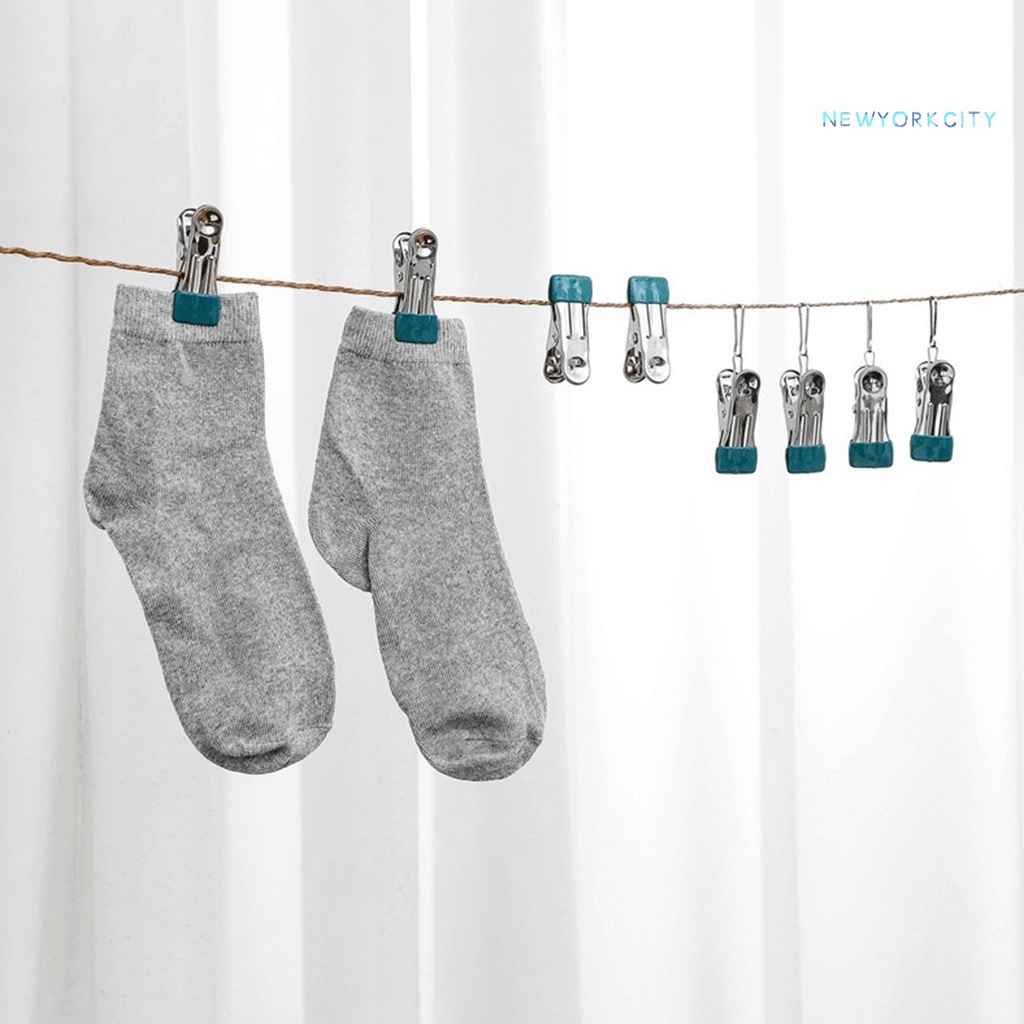 Set 10 Kẹp Phơi Quần Áo NY-10 Bằng Kim Loại Chống Trượt Chống Rách Tiện Dụng
