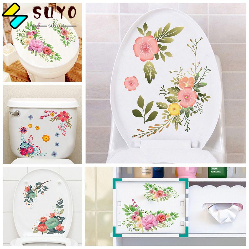 SUYO Sticker Dán Toilet Bằng PVC Tự Dính Họa Tiết Hoa Sáng Tạo