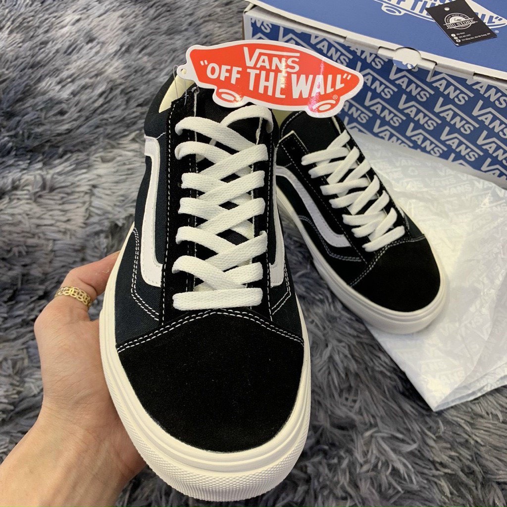 Giày Thể Thao Vans Vault Old Skool Bản Chuẩn, Vans Caro. Giày Vans Đen Vạch Trắng Nam Nữ Full Box