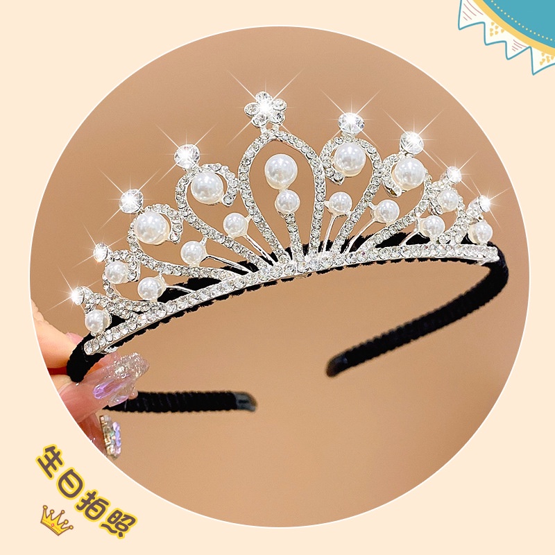 Cài Tóc Hình Vương Miện Đính Đá Xinh Xắn Cho Bé Gái
