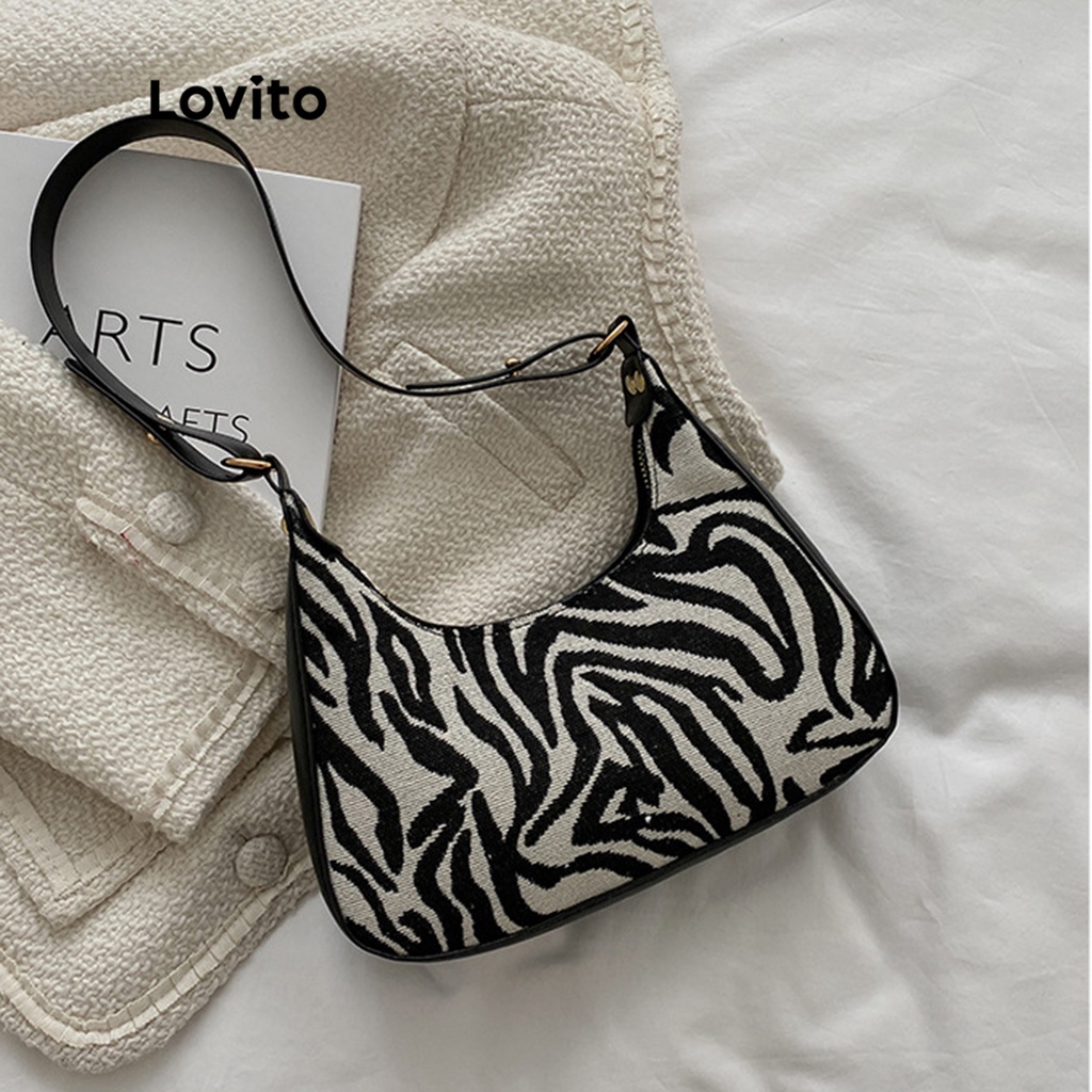Lovito Túi đeo vai nhỏ kiểu dáng cổ điển họa tiết răng cưa thông thường dành cho nữ LNA09107 (Houndstooth/Vằn ngựa vằn)