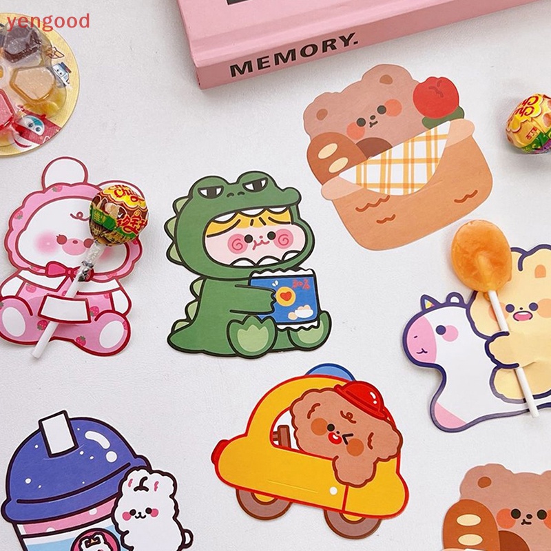 Set 50 Tấm Thiệp Kẹo Mút Bằng Giấy Họa Tiết Hoạt Hình Dễ Thương