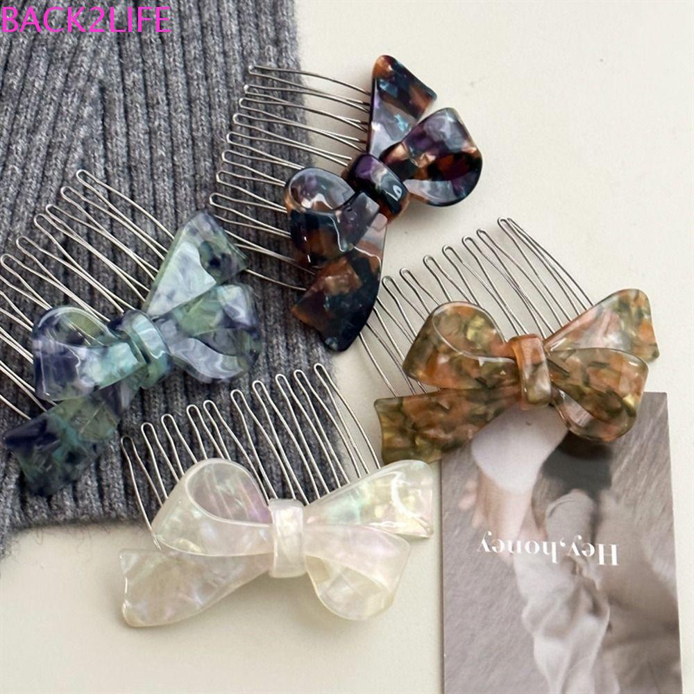 BACK2LIFE Lược Kẹp Tóc Không Để Lại Dấu Vết Đính Nơ Xinh Xắn Cho Nữ