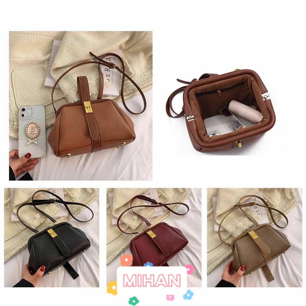 MIHAN1 Túi Xách Đeo Chéo Họa Tiết Trái Vải Phong Cách Retro Cho Nữ