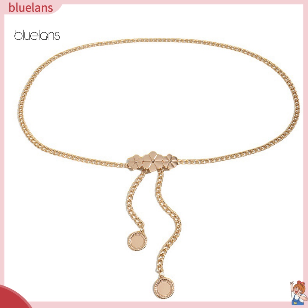 Thắt Lưng Dây Xích Mặt Tròn In Hoa Dễ Phối Đồ Thời Trang Cho Nữ