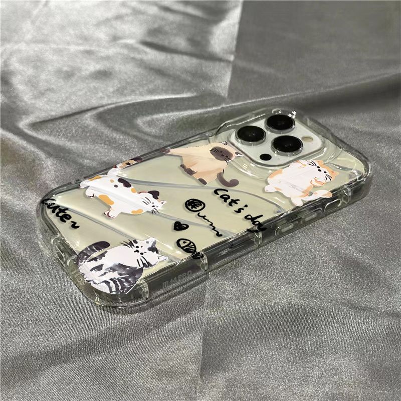 Ốp Điện Thoại Mềm Trong Suốt Họa Tiết Mèo / Cá Dễ Thương Cho iPhone14promax 1312 / 11 7 / 8plus xr / sins GY2W