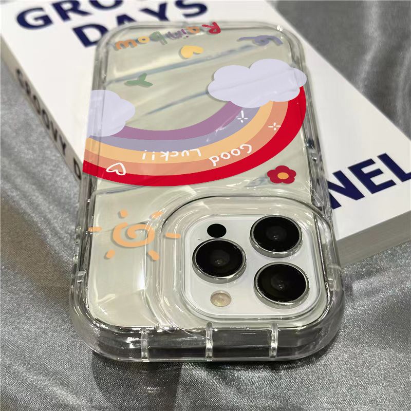 Ốp Điện Thoại Mềm Trong Suốt Hình Cầu Vồng May Mắn Cho iPhone14promax 1312 / 11 7 / 8plus xr /ins YRZ4