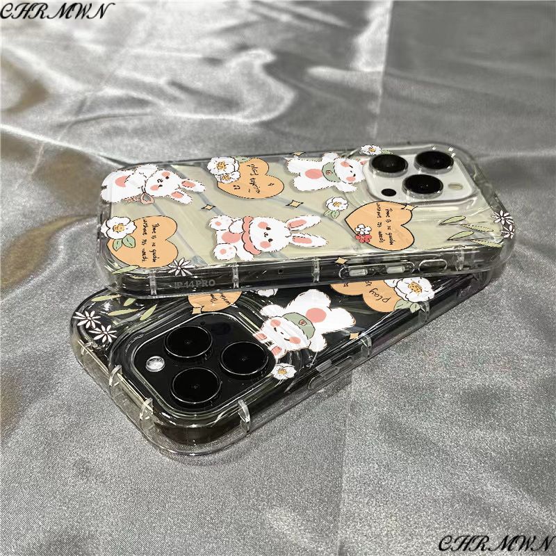 Ốp Điện Thoại Mềm Trong Suốt Hình Thỏ Lông Xù Đáng Yêu Cho iPhone14promax 1312 / 11 7 / 8plus xr / sins ZP93