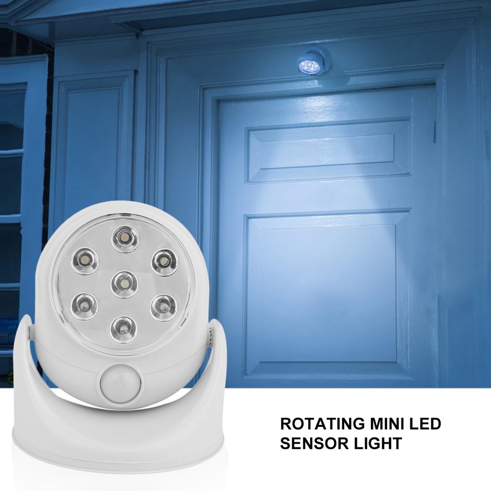 =Christmas=7LED Rotation Motion Activated Sensor Night Light Automatic Infrared Wall Lamp