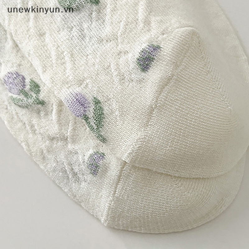 1 Đôi Vớ Cotton Dài In Hình Hoa Tulip Phong Cách Harajuku Nhật Bản Dễ Thương Cho Nữ