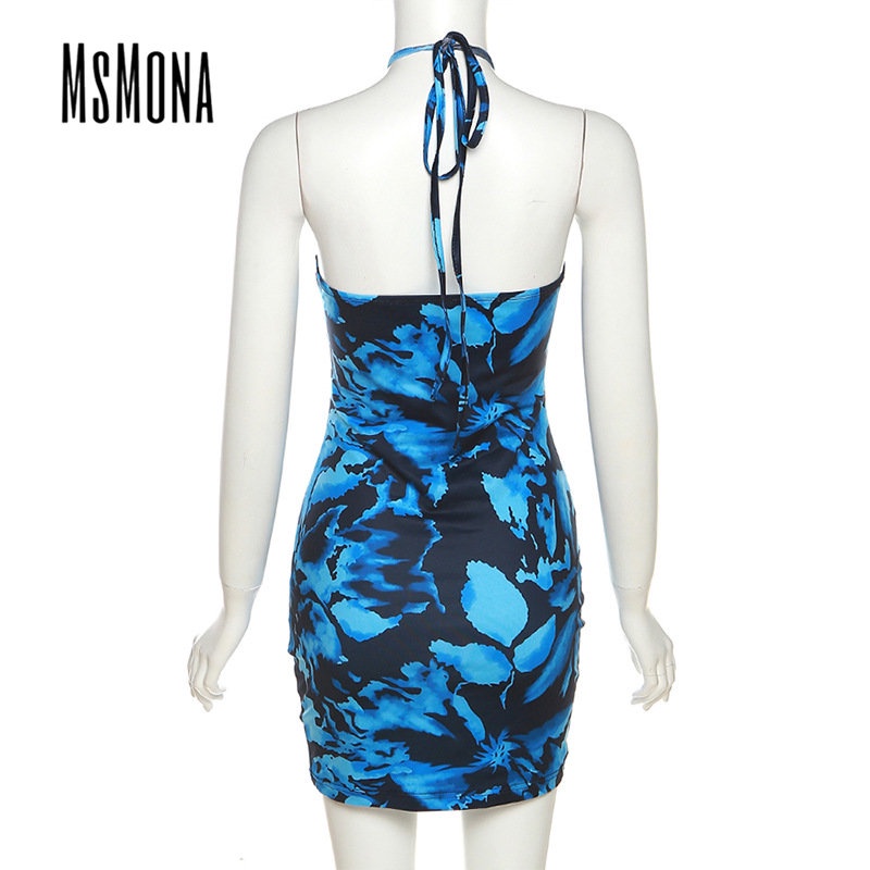 Đầm Mini Không Tay Hở Vai Ôm Dáng Màu Trơn In Họa Tiết Hoa Thời Trang 2023 Cho Nữ