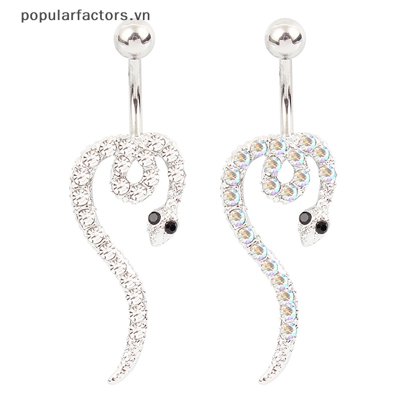 [Phổ Biến] Khuyên Rốn Bằng Thép Không Gỉ Hình Rắn Đính Kim Cương Quyến Rũ