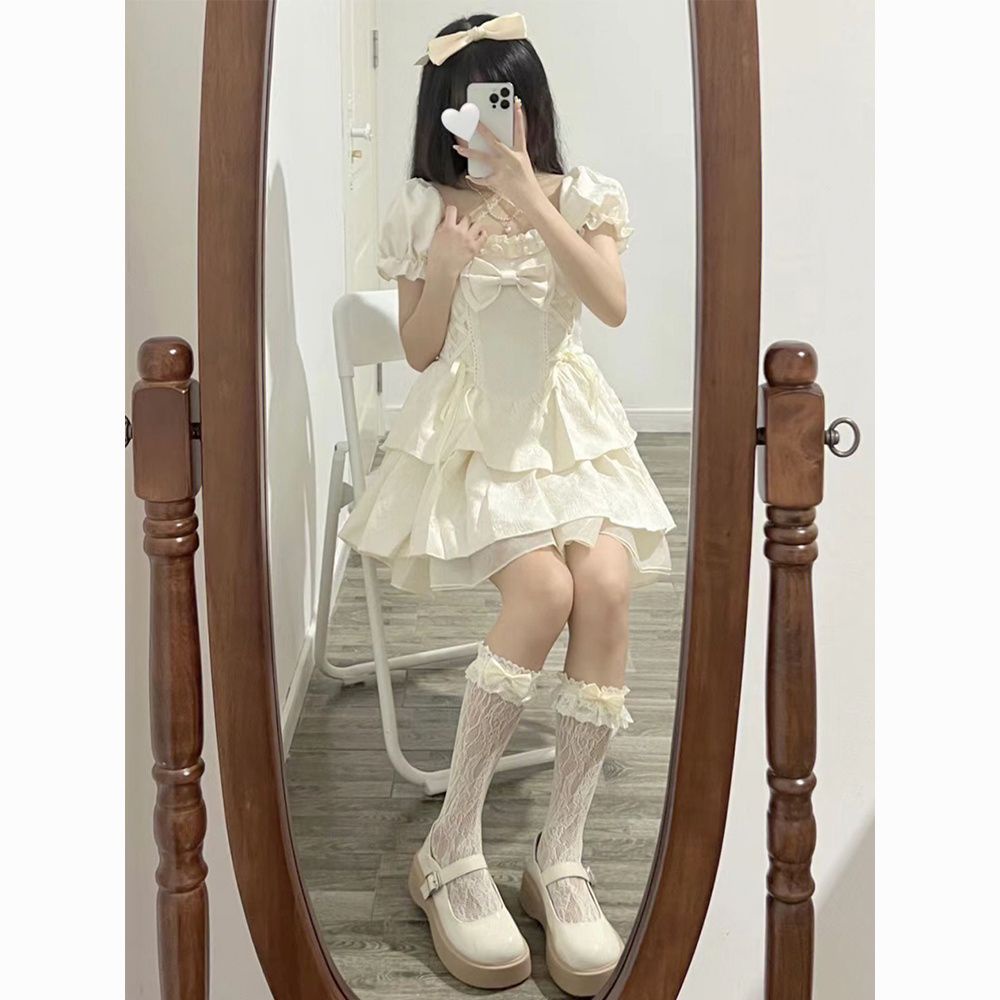 Đầm Ôm Dáng Cột Dây Nơ Ghép Hình Trái Tim Ngọt Ngào Mùa Hè Cho Nữ Sinh