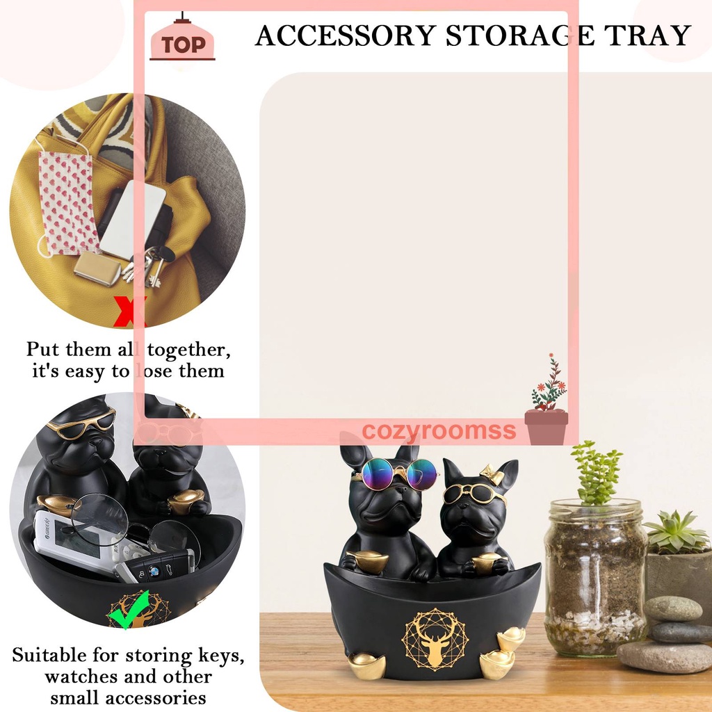 Cặp Đôi Chó Hoạt Hình Nghệ Thuật Thủ Công Bằng Nhựa Resin An Toàn Trang Trí Phòng Khách