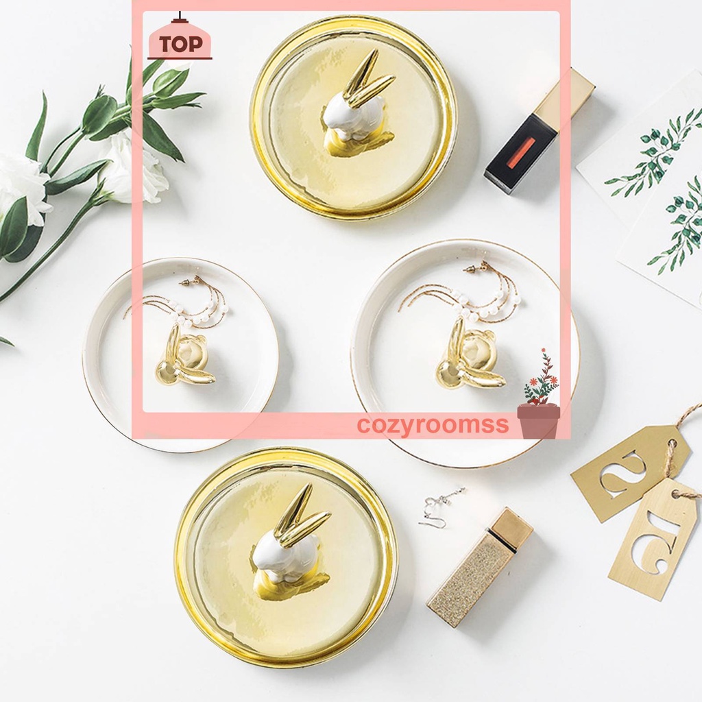 Giá Đỡ Trưng Bày Nhẫn Hình Thỏ Bằng Gốm Trang Trí Tiệc Cưới