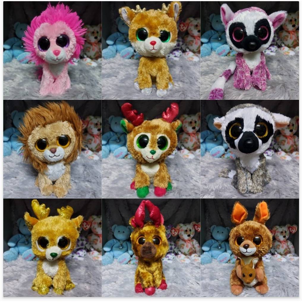 Ty Doll Đôi Mắt To Size 6 Inch-Lion Hươu Kangaroo Polymer ST 10