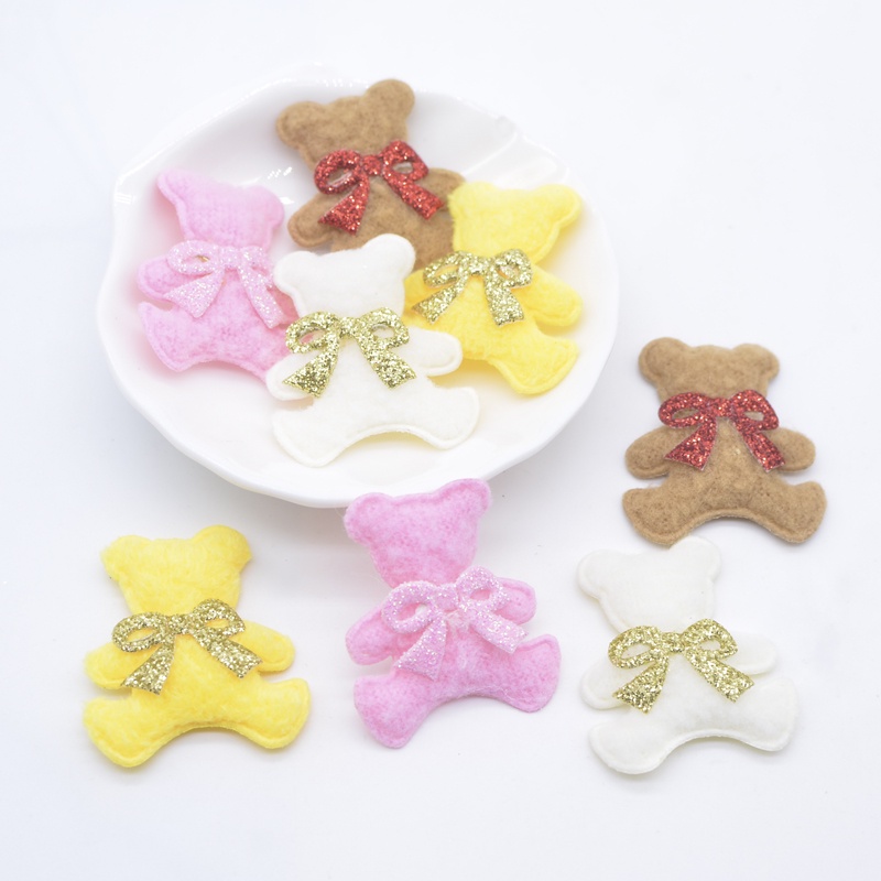 Set 20 Miếng Đệm Dán Nơ Trang Trí Quần Áo / Mũ / Quần Áo Cho Bé Hình Gấu Dễ Thương DIY