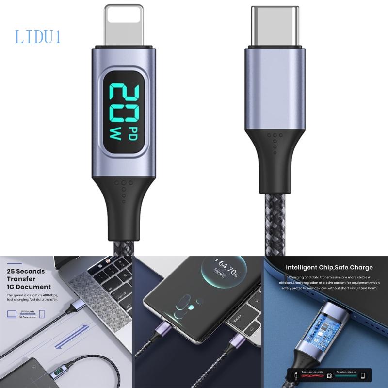 Cáp Sạc LIDU1 Type-C Sang 3 3FT Có Màn Hình LED Hiển Thị