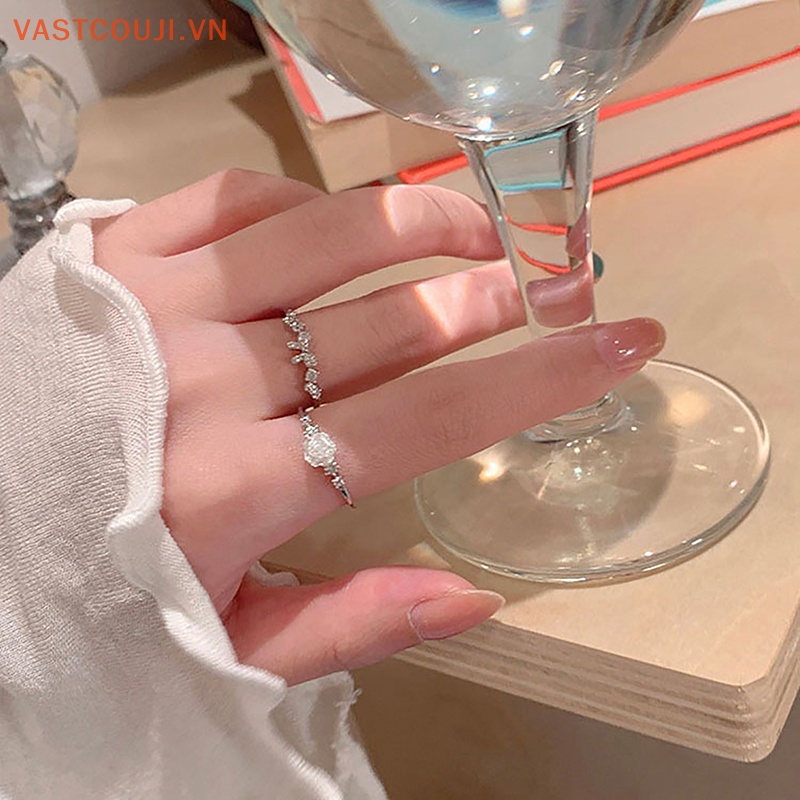 Nhẫn Hở Hình Nơ Hoa Đính Đá Zircon Màu Bạc Tùy Chỉnh Thời Trang Cho Nữ