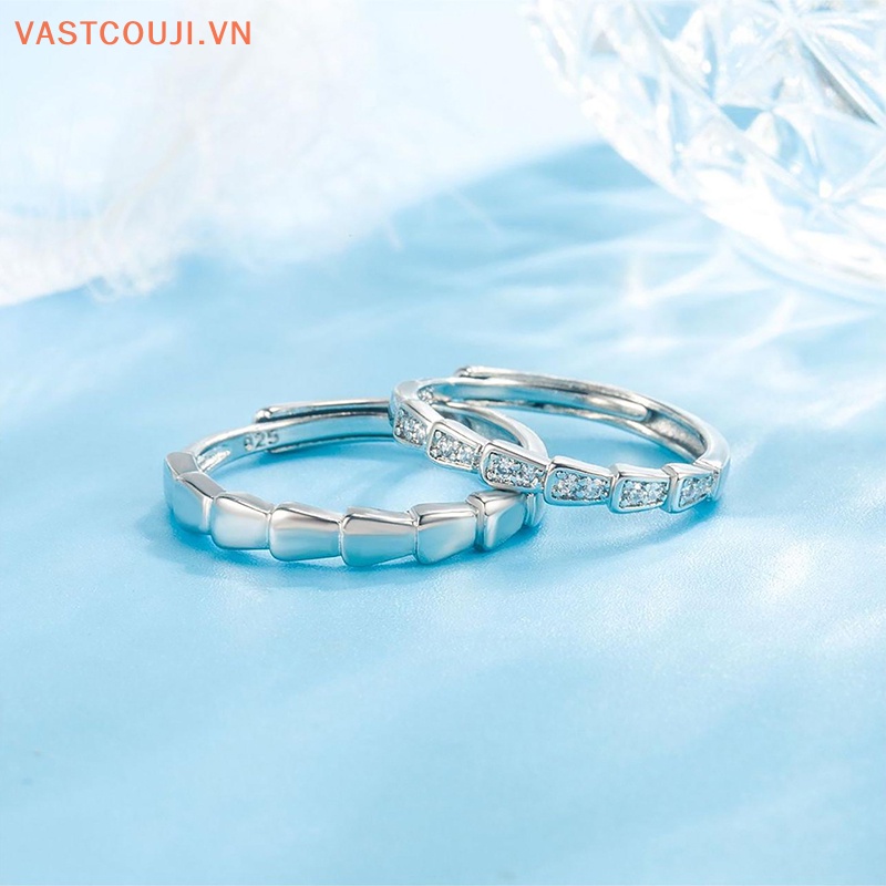 Nhẫn Cặp Bằng Tre Đính Đá Zirconia Chất Lượng Cao Sáng Tạo Có Thể Điều Chỉnh Kích Thước