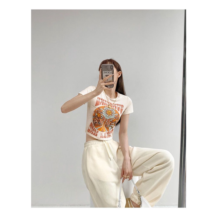 Y2k Áo Baby Tee Thun Croptop Nữ  Tay Ngắn Hở Rốn Ôm Dáng In Họa Tiết Bướm Mặt Trời Phong Cách Âu Mỹ Thời Trang Mùa Hè Mới Dành Cho