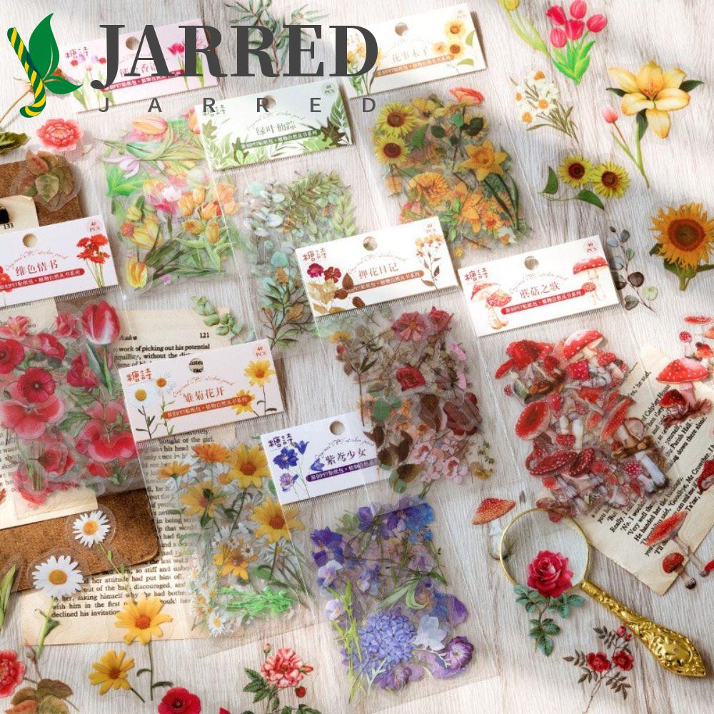 JARRED Miếng Dán PET Họa Tiết Hoa Nhiều Màu Sắc Trang Trí Sổ Tay DIY