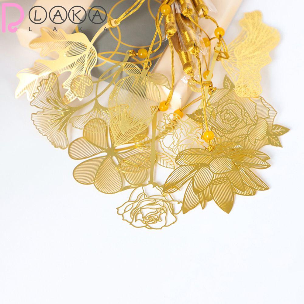 LAKAMIER Kẹp Sách Bằng Đồng Thau Hình Chiếc Lá Tua Rua