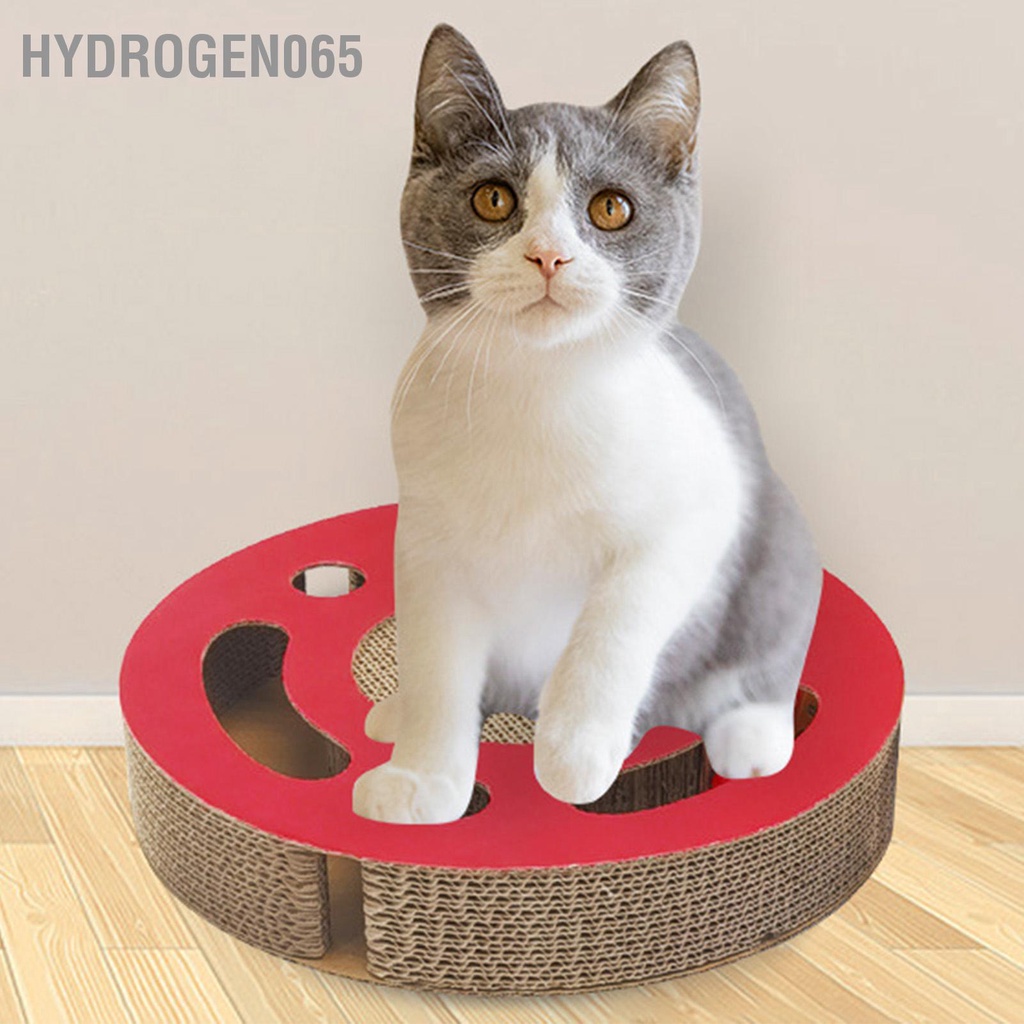 Hydrogen065 Cat Scratcher Pad Đồ chơi tương tác 3 trong 1 cào hình tròn dày cho mèo con có chuông bóng