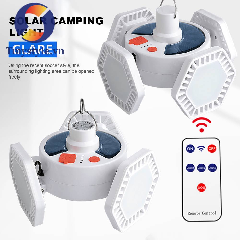 Đèn Cắm Trại Năng Lượng Mặt Trời Chống Thấm Nước 85W Gấp Gọn Tiện Lợi