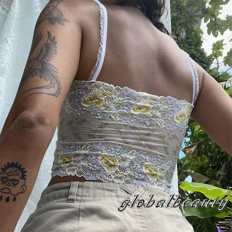 Áo Croptop Hai Dây Cổ Vuông In Họa Tiết Hoa Thời Trang Mùa Hè Cho Nữ