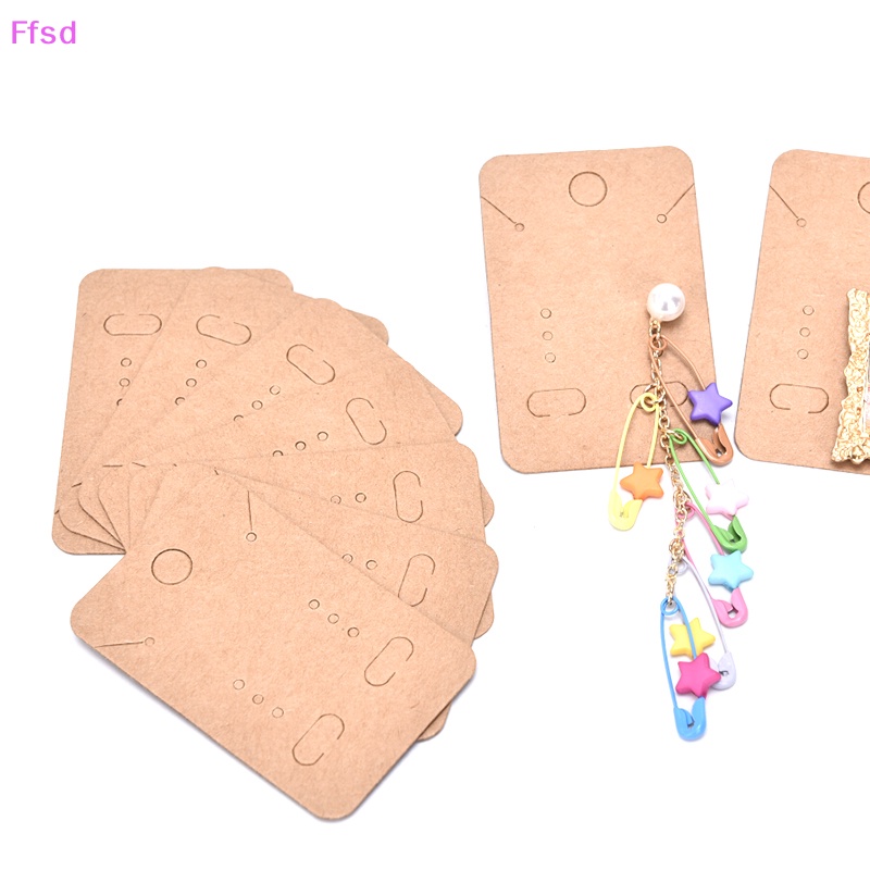 {Ffsd} Set 100 Thẻ Giấy Kraft Trưng Bày Trang Sức Bông Tai Vòng cổ