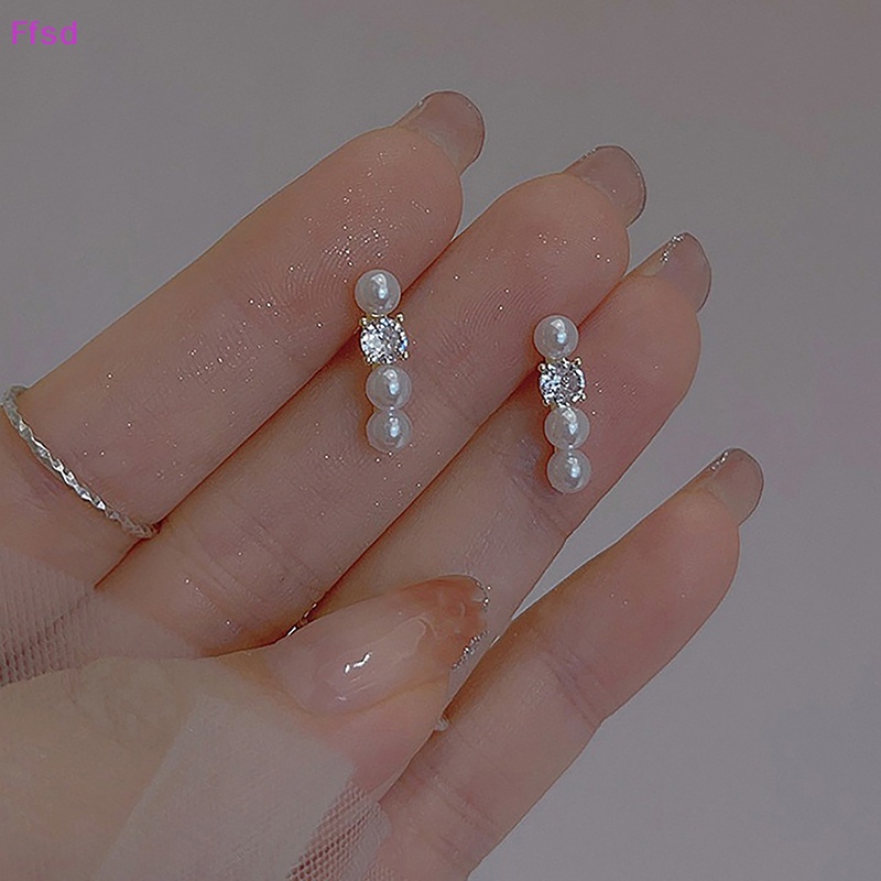 1 Đôi Bông Tai Ngọc Trai Zircon Thời Trang Hàn Quốc Cho Nữ