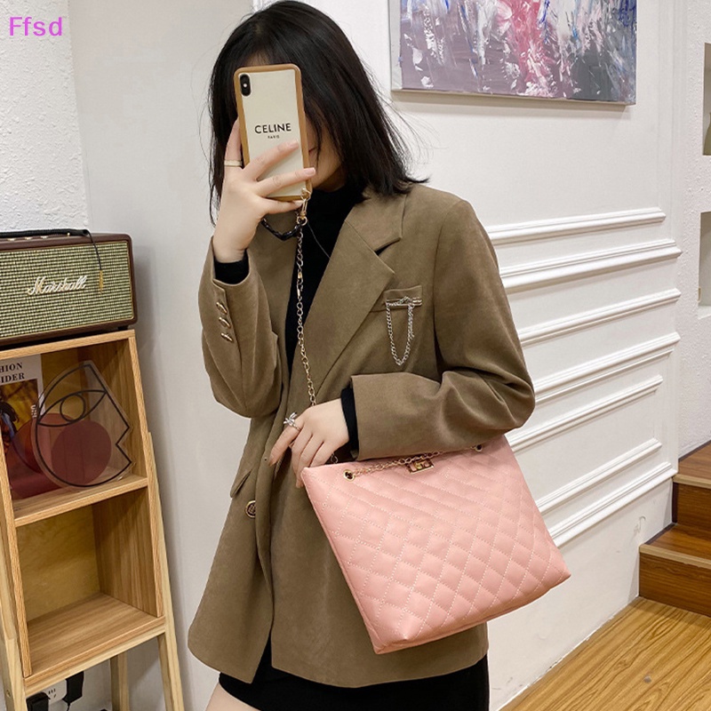 Túi Đeo Chéo Vai Bằng Da Cỡ Lớn Họa Tiết Kim Cương Cho Nữ