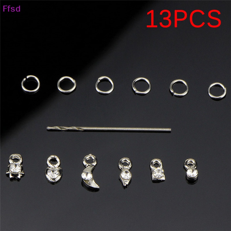 Bộ 13 Mặt Dây Chuyền Mạ Bạc Đính Đá Trang Trí Móng Tay