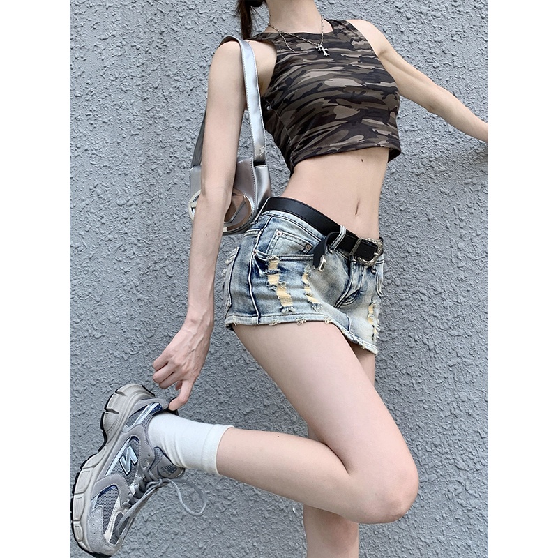Bán Chạy✨Chân Váy Jeans Rách Thời Trang Dành Cho Nữ