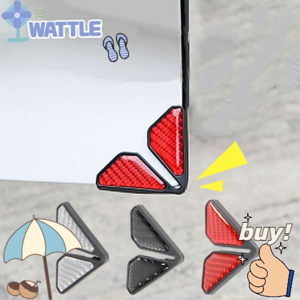 WTTLE Bộ 2 Miếng Dán Bảo Vệ Góc Cửa Xe Hơi Chống Va Chạm Bằng PVC Họa Tiết Sợi Carbon Chất Lượng Cao