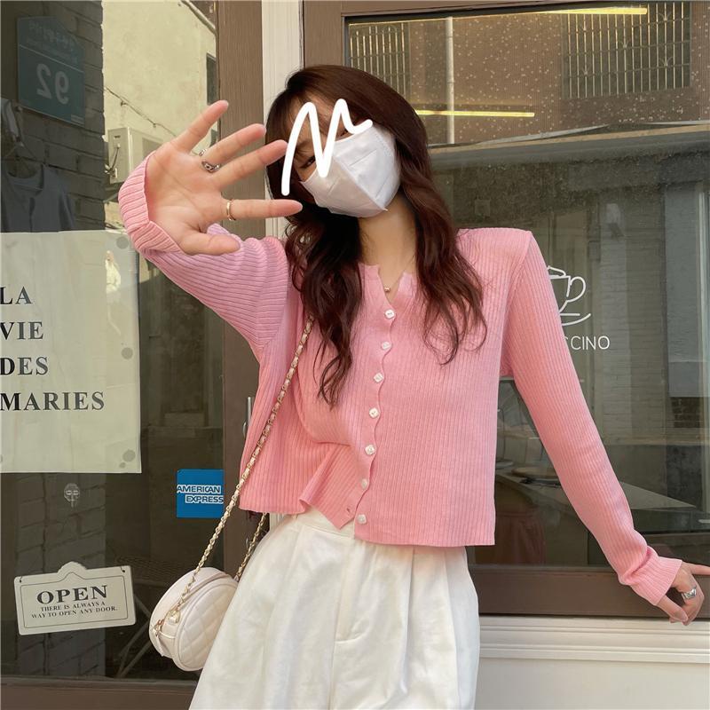 Áo Khoác Cardigan Dệt Kim Mỏng Tay Dài Chống Nắng Màu Trắng Thời Trang Mùa Hè Hàn Quốc Mới Cho Nữ