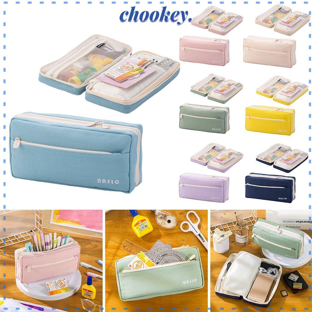 CHOOKEY Túi Đựng Bút Bằng Vải Canvas Màu Sắc Giản Dị