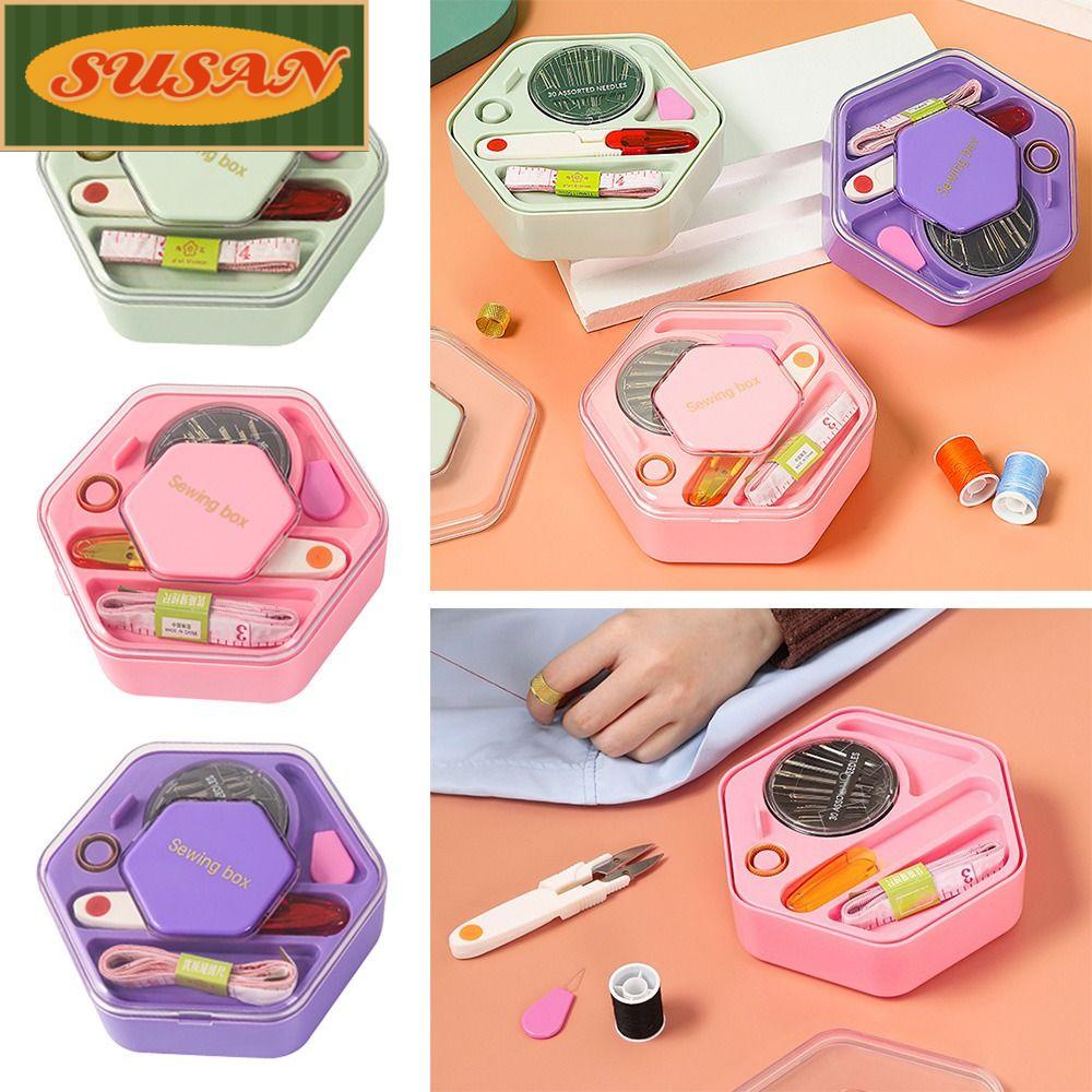 SUSANS Bộ Dụng Cụ May Vá Mini Bằng ABS Hai Lớp Tinh Tế Chuyên Nghiệp Kèm Hộp Đựng