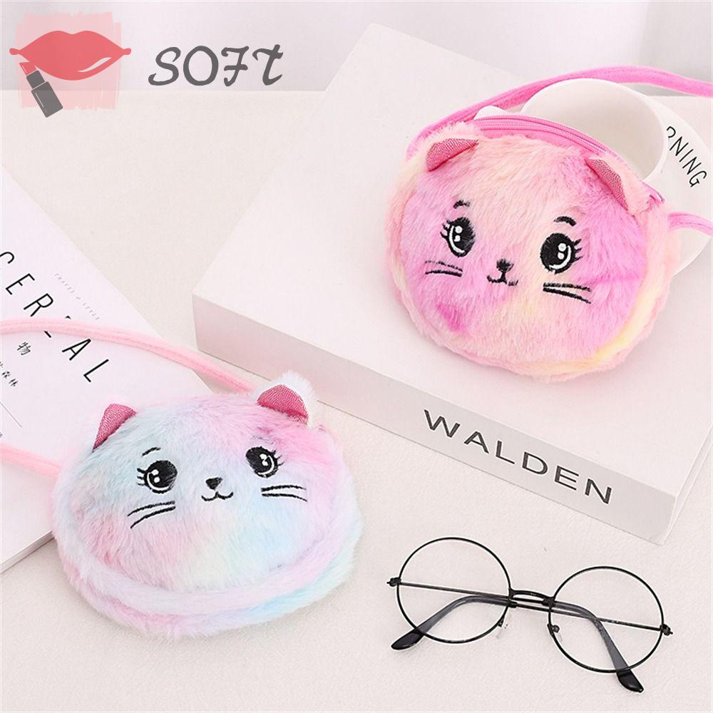 SOFTNESS Túi Đeo Chéo Mini Bằng Vải Bông Mềm Mại Màu Cầu Vồng Đáng Yêu Dành Cho Trẻ Em