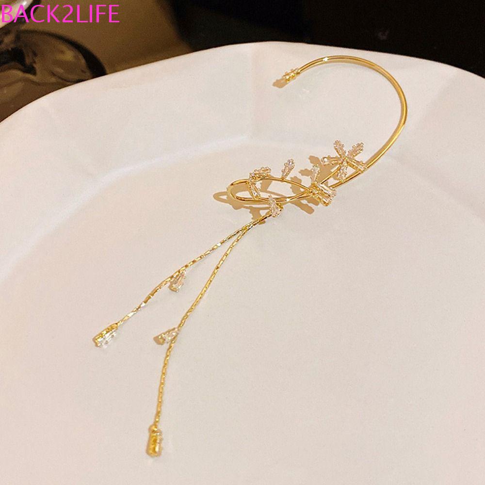 BACK2LIFE Khuyên Vành Tai Hình Hoa Lá Đính Đá Thời Trang Cho Nữ