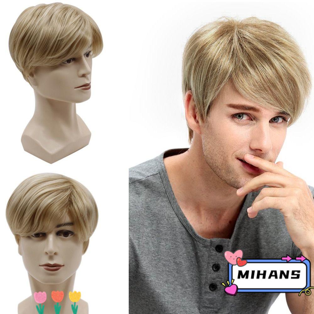MIH Tóc Giả Ngắn Màu Sắc Tự Nhiên Thời Trang Cho Nam