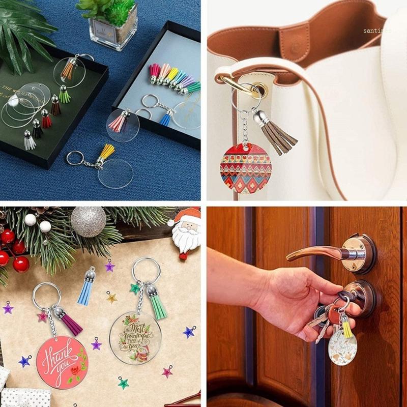 Set 50 / 100 Móc Chìa Khóa Tròn Bằng Acrylic Trong Suốt Độc Đáo