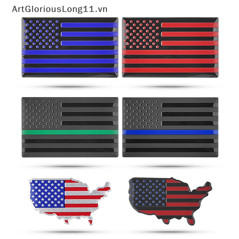 1 Miếng Dán Logo Hình Lá Cờ Mỹ Bằng Kim Loại Trang Trí Xe Hơi