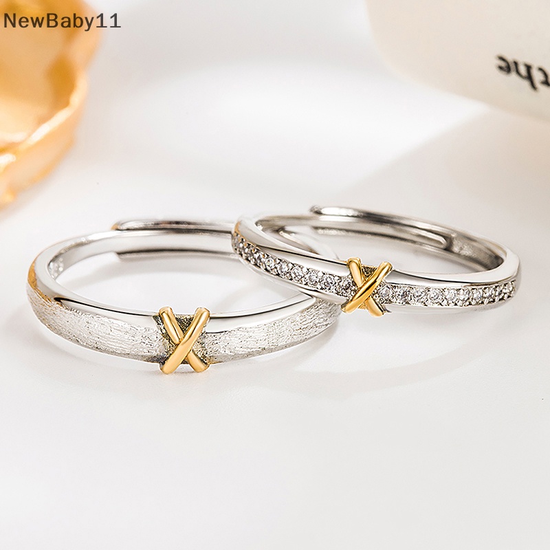 Nhẫn Hở Đính Đá Zircon Hình Trái Tim Có Thể Điều Chỉnh Phong Cách Hàn Quốc Cho Cặp Đôi