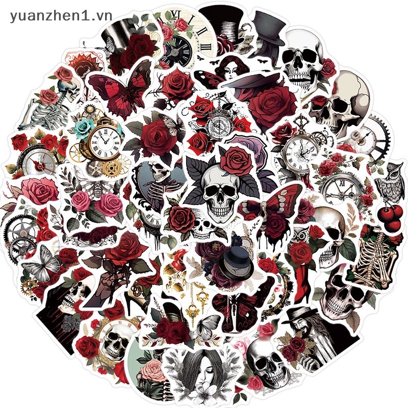 Set 50 Miếng Dán Graffiti Hình Hoa Hồng Trang Trí Đa Ứng Dụng