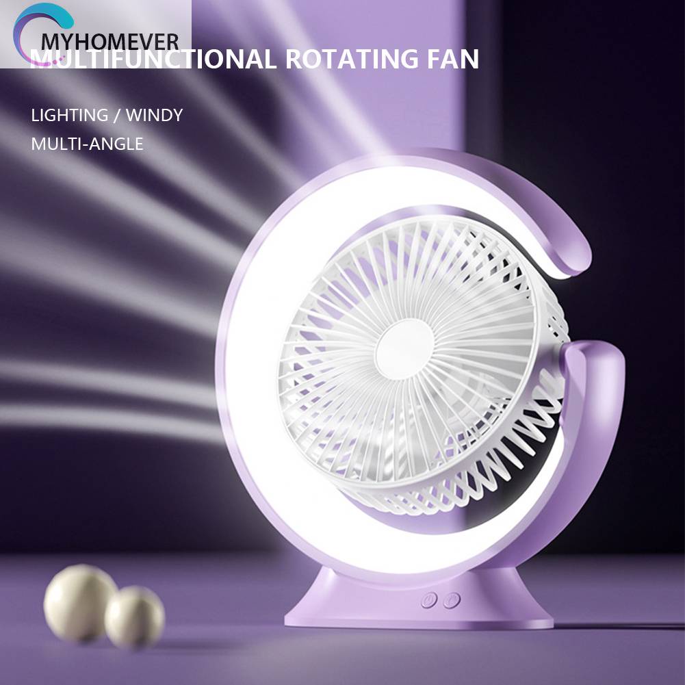 Quạt Điện Để Bàn Làm Mát Có Đèn 3 Bánh Răng Dùng Cho Văn Phòng / Nhà Ở