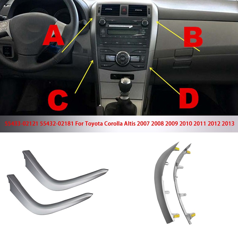 1 Bộ Khung Viền Lỗ Thông Gió Xe Hơi Bằng Crom Màu Xám + Bạc Thay Thế Chuyên Dụng Cho Toyota Corolla Altis 2007-2013