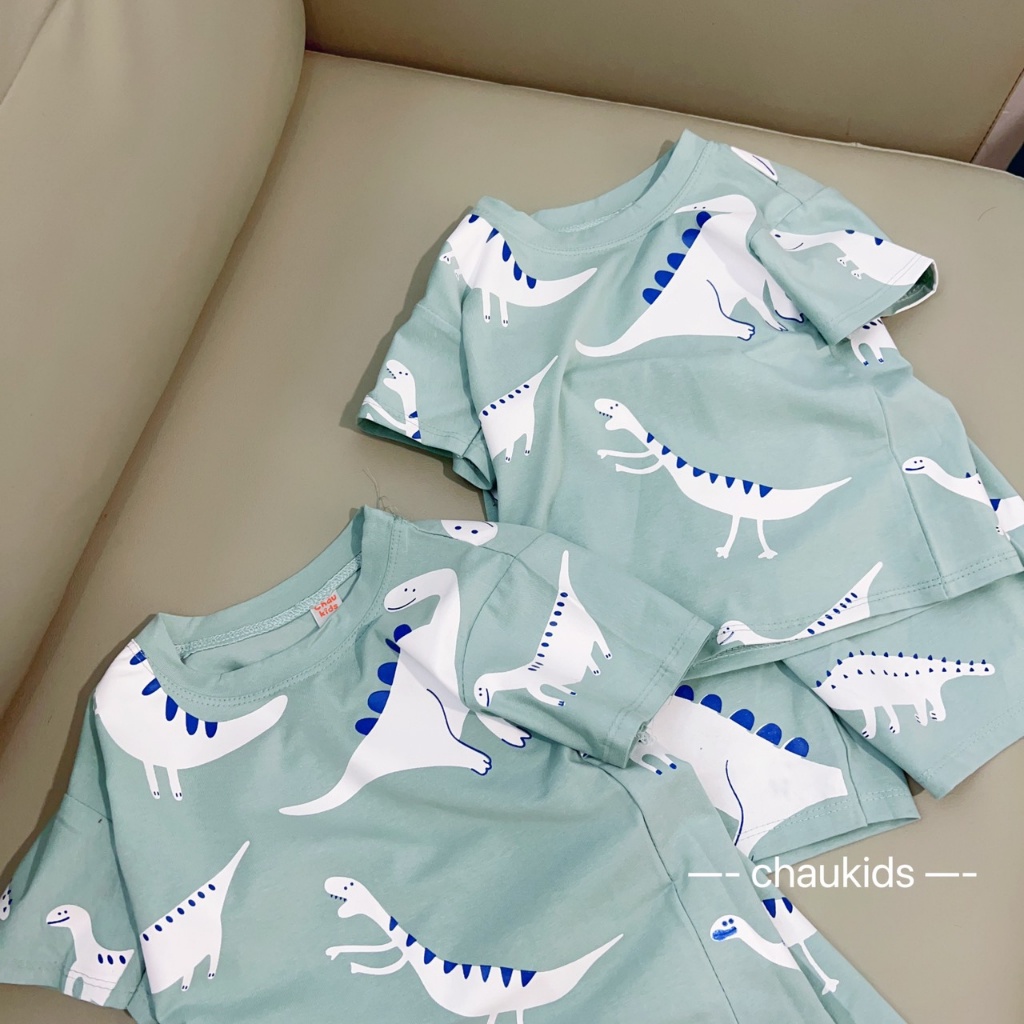 BỘ CỘC TAY COTTON IN HÌNH KHỦNG LONG 8-18KG