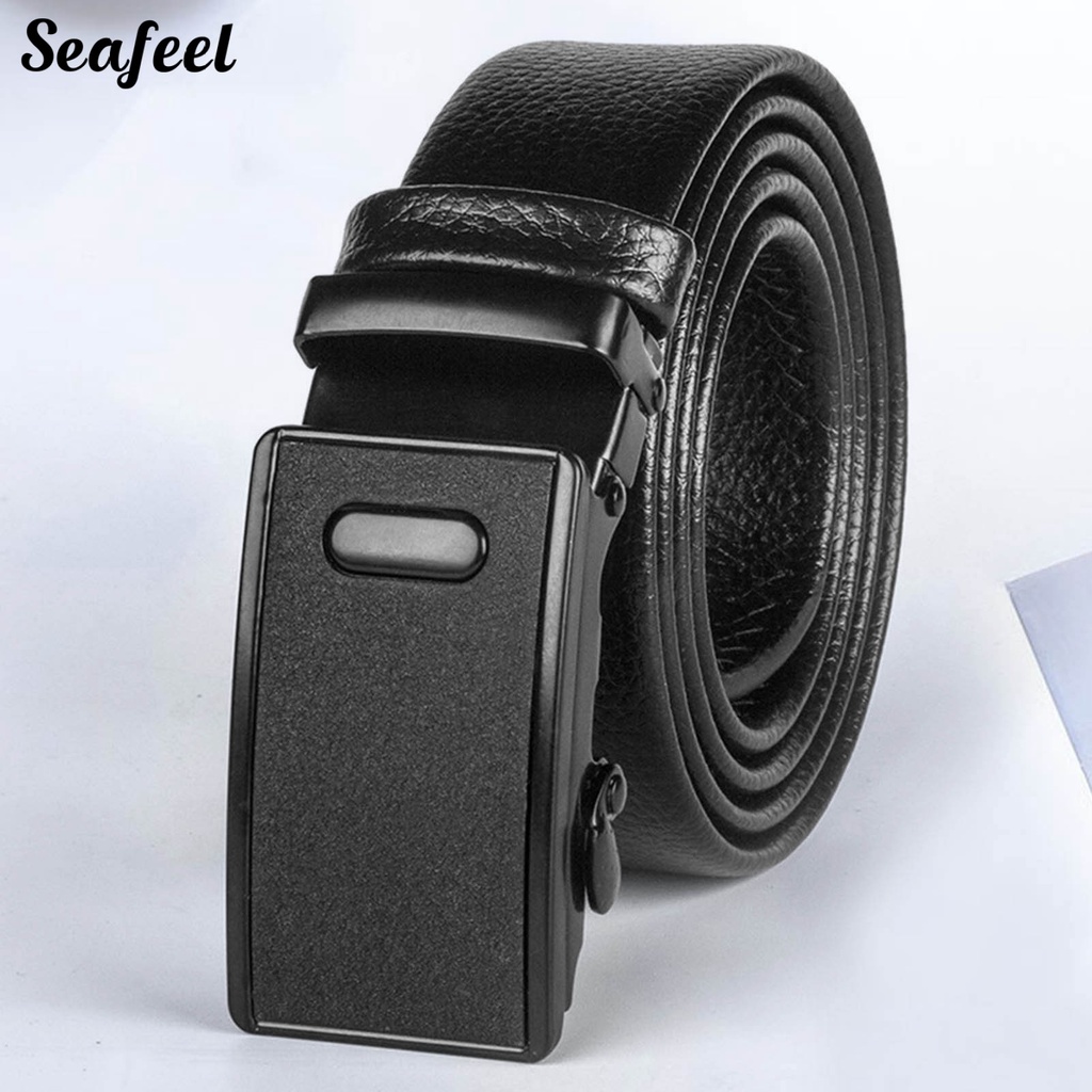 Thắt Lưng Da Màu Trơn Chống Trầy Xước Có Khóa Tự Động Điều Chỉnh Được Cho Nam